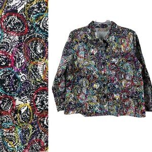Life Style Women's size 1X Paisley Embroidered Cotton Blazer